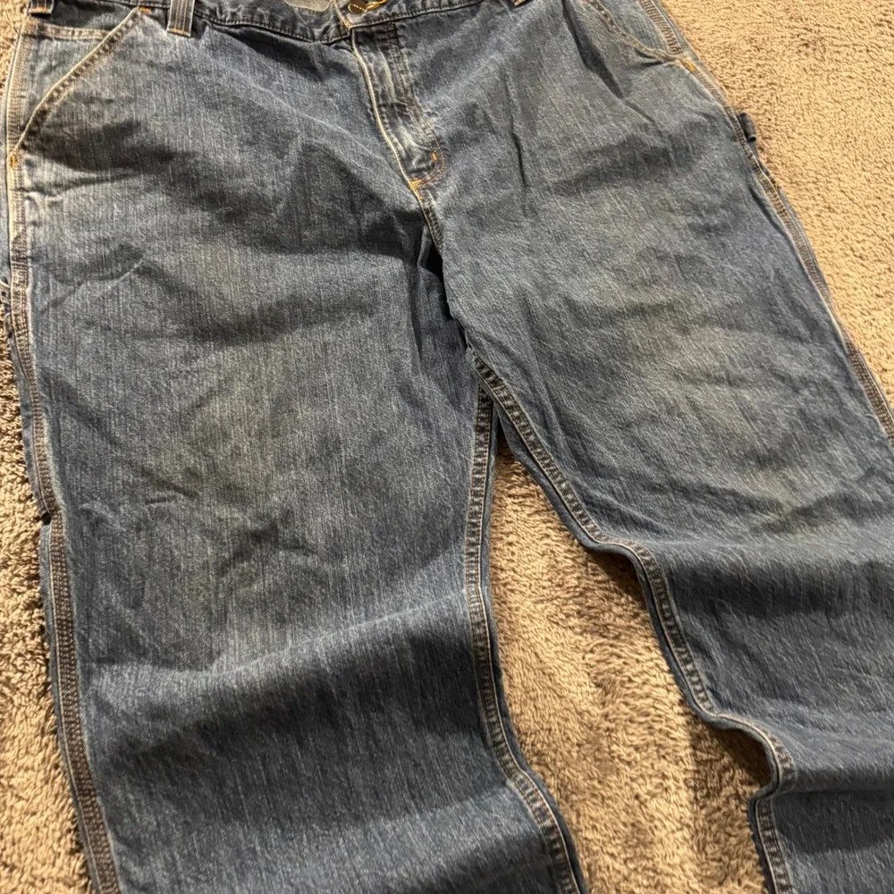 Carhartt Loose Fit Carpenter Jeans Mens 42x30 Dark Wash Blue Denim Work Pants